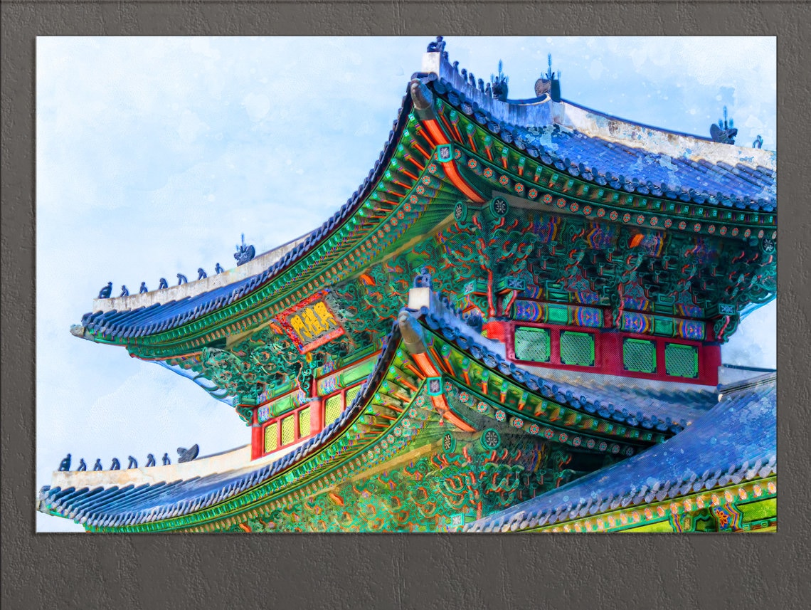 セール！ 洋書（英語）『Korean Temple Motifs』韓国 仏教美術 South Korea Wall Art, Temple in Seoul Canvas Print, South Korea