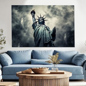 New York Canvas Print, New York Skyline, Statue of Liberty, New York Wall Art