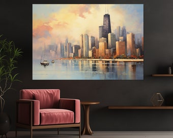 Chicago Canvas Print, Chicago Skyline, Chicago Wall Art