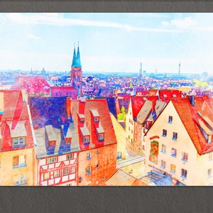 Impresión en lienzo de Núremberg, horizonte de Núremberg, arte mural de Núremberg, Alemania
