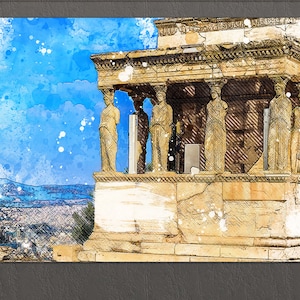 Acropolis Canvas Print, Athens Caryatid, Athens Wall Art, Greece
