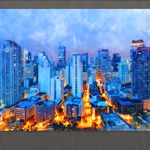 Manila Canvas Print, Philippines Wall Art, Philippines Canvas Art, Manila Skyline, Manila Painting, Manila Print