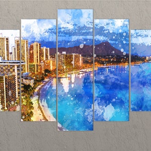 Honolulu Canvas Print, Honolulu Skyline, Honolulu Wall Art