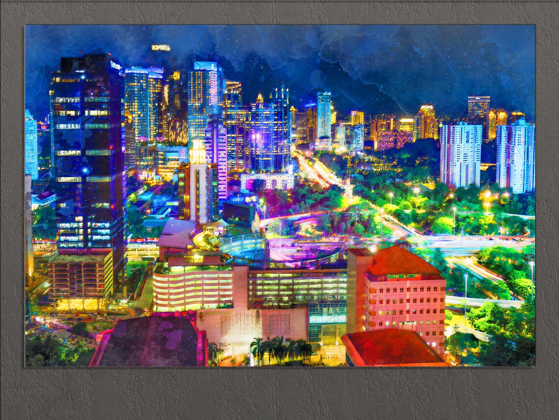 Jakarta Canvas Print Jakarta Painting Jakarta Skyline Etsy