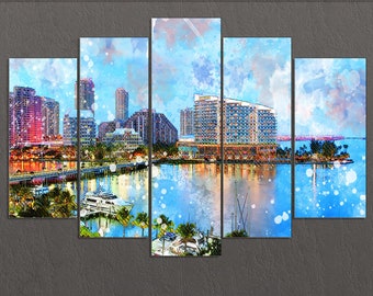Miami Canvas Print, Miami Skyline, Miami Wall Art