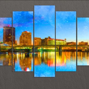 Dayton Canvas Print, Dayton Skyline, Dayton Painting, Dayton Wall Art, Ohio