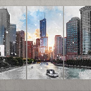 Chicago Canvas Print, Chicago Skyline, Chicago Wall Art