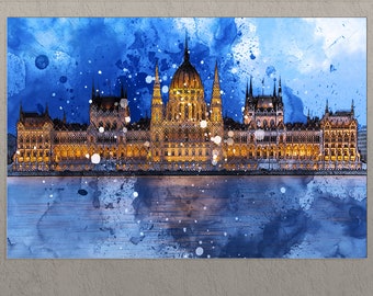 Impresión en lienzo de Budapest, Parlamento húngaro, Arte mural de Budapest, Hungría