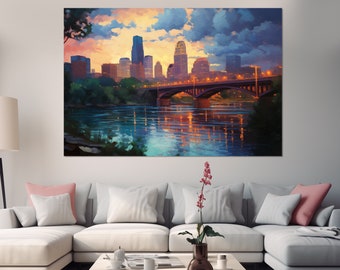 Minneapolis Canvas Print, Minneapolis Skyline, Minneapolis Wall Art