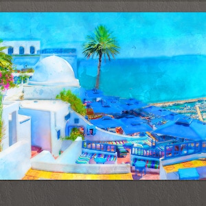 Tunis Canvas Print, Tunis Skyline, Tunisia Wall Art, Tunis Painting, Tunisia Canvas Art