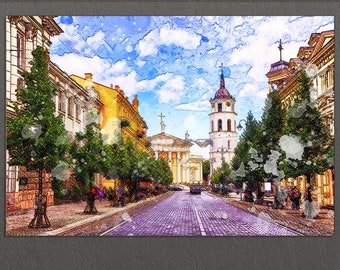 Vilnius Canvas Print, Vilnius Downtown, Vilnius Wall Art, Lithuania
