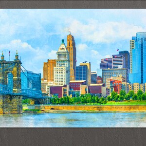 Cincinnati Canvas Print, Cincinnati Painting, Cincinnati Skyline, Cincinnati Wall Art, Ohio