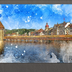 Bern Canvas Print, Abstract Bern Skyline, Bern Wall Art, Switzerland