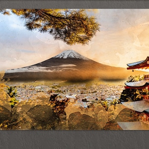 Mount Fuji Canvas Print, Fuji Painting, Fuji Mountain, Fuji Volcano, Japan