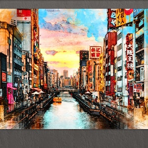 Osaka Canvas Print, Osaka Painting, Japan Painting, Osaka Wall Art, Japan