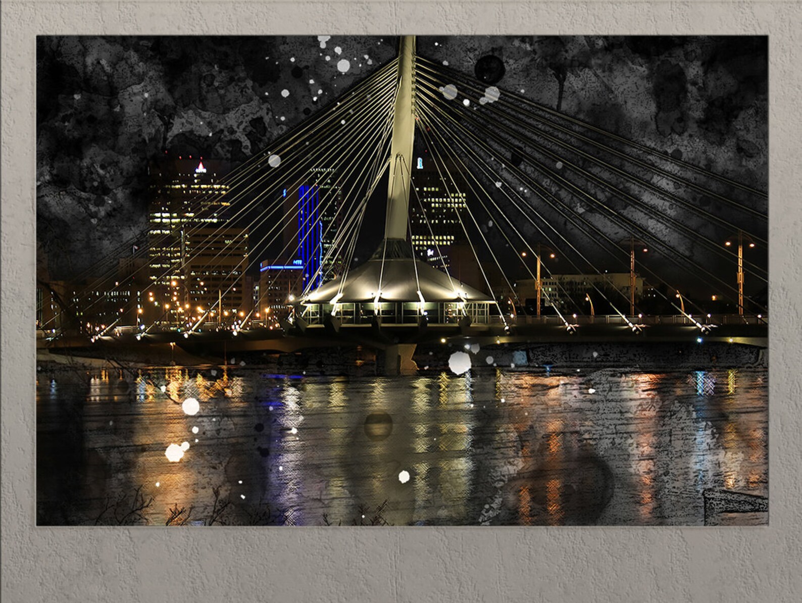 Pedestrian Bridge in Winnipeg Canvas Print Winnipeg Skyline Etsy