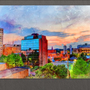 Lafayette Canvas Print, Lafayette Painting, Lafayette Skyline, Lafayette Wall Art, Louisiana
