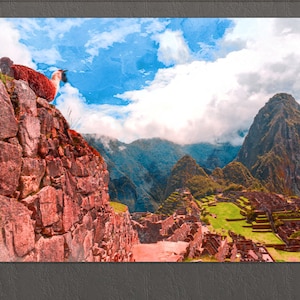 Machu Picchu Canvas Print, Peru Wall Art, Peru Painting, Andes Mountains
