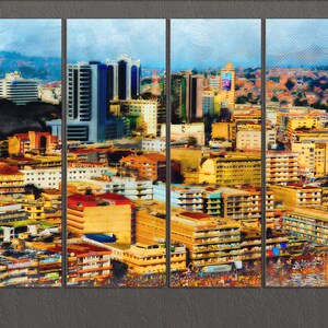 Uganda Canvas Print, Kampala Skyline, Uganda Wall Art, Kampala Canvas, Uganda Painting, Uganda Print