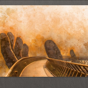 Golden Bridge in Bà Nà Hills, Vietnam Canvas Print, Vietnam Wall Art, Vietnam Print, Vietnam Painting
