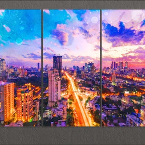 Mumbai Canvas Print, Mumbai Painting, Mumbai Wall Art, India Wall Art, Mumbai Skyline, India Canvas Print