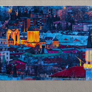 Sarajevo Skyline, Sarajevo Canvas Print, Sarajevo Wall Art, Bosnia and Herzegovina