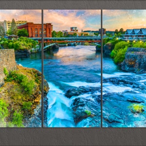 Spokane Canvas Print, Spokane Falls Painting, Spokane Wall Art, Washington