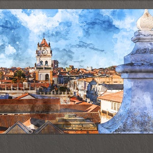 Sucre Canvas Print, Sucre Skyline, Sucre Wall Art, Bolivia