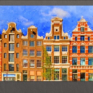 Amsterdam Houses Canvas Print, Amsterdam Facades, Amsterdam Wall Art, The Netherlands
