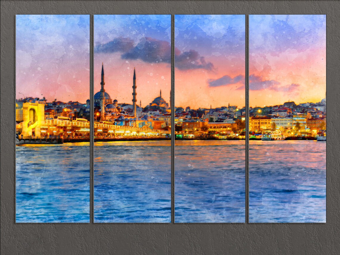 İstanbul Skyline İstanbul Canvas Print İstanbul Wall Art Etsy