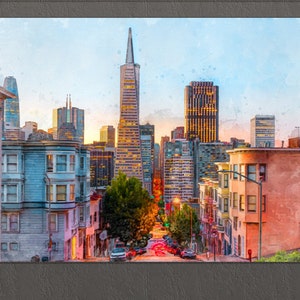 San Francisco Canvas Print, San Francisco Painting, San Francisco Downtown, San Francisco Wall Art