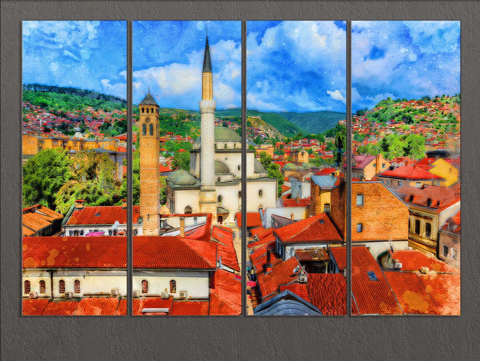 Sarajevo Canvas Print Sarajevo Skyline Sarajevo Wall Art Etsy