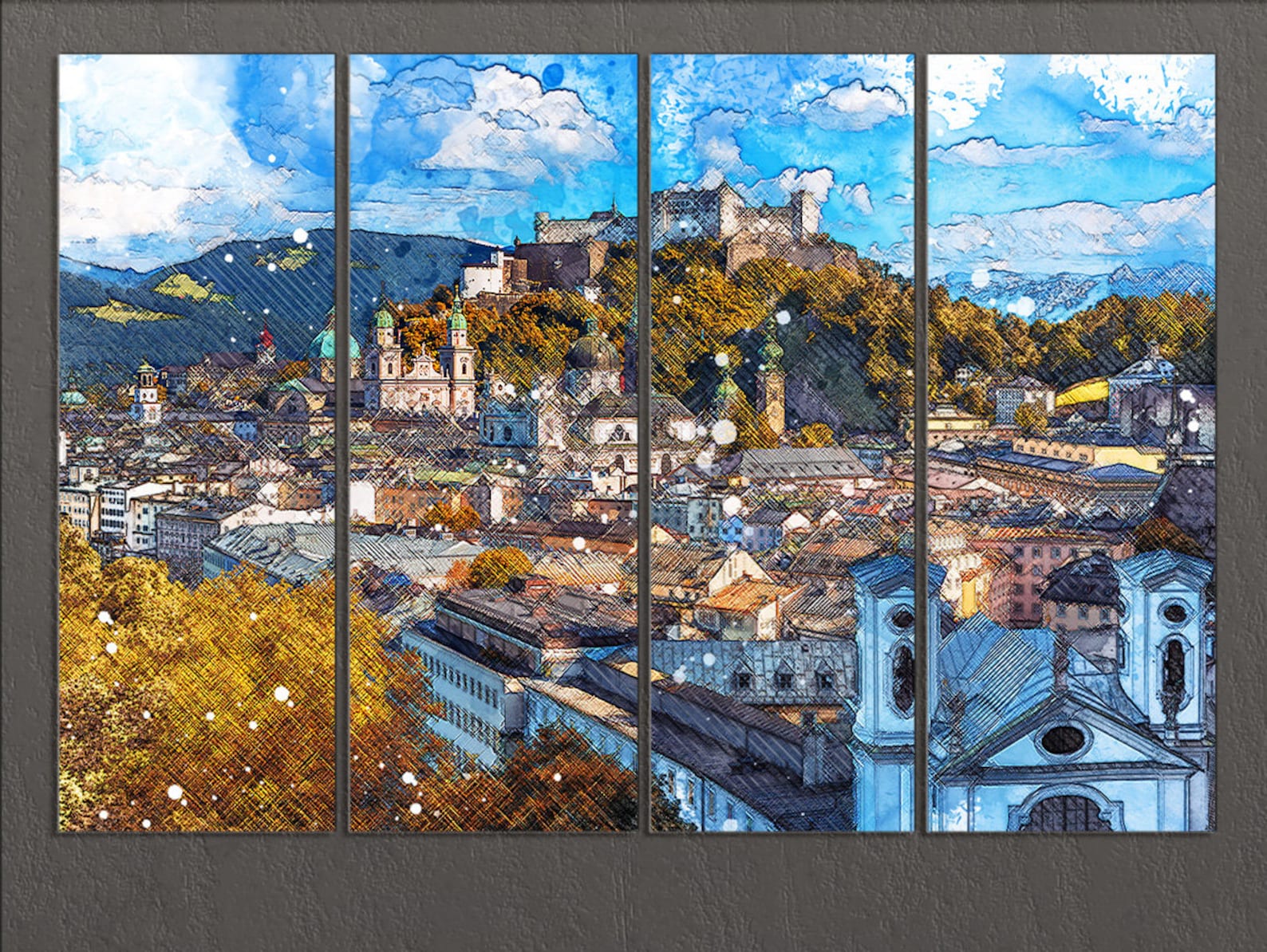 Salzburg Canvas Print Salzburg Skyline Salzburg Wall Art - Etsy