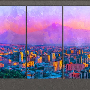 Yerevan Canvas Print, Armenia Wall Art, Yerevan Skyline, Armenia Painting, Yerevan Print, Yerevan Painting, Yerevan Wall Art