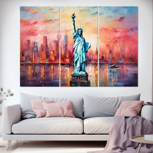 Impresión en lienzo de Nueva York, Estatua de la Libertad, arte mural de Nueva York