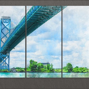 Windsor Canvas Print, Ambassador Bridge, Windsor Wall Art, Windsor Painting, Ontario, Canada