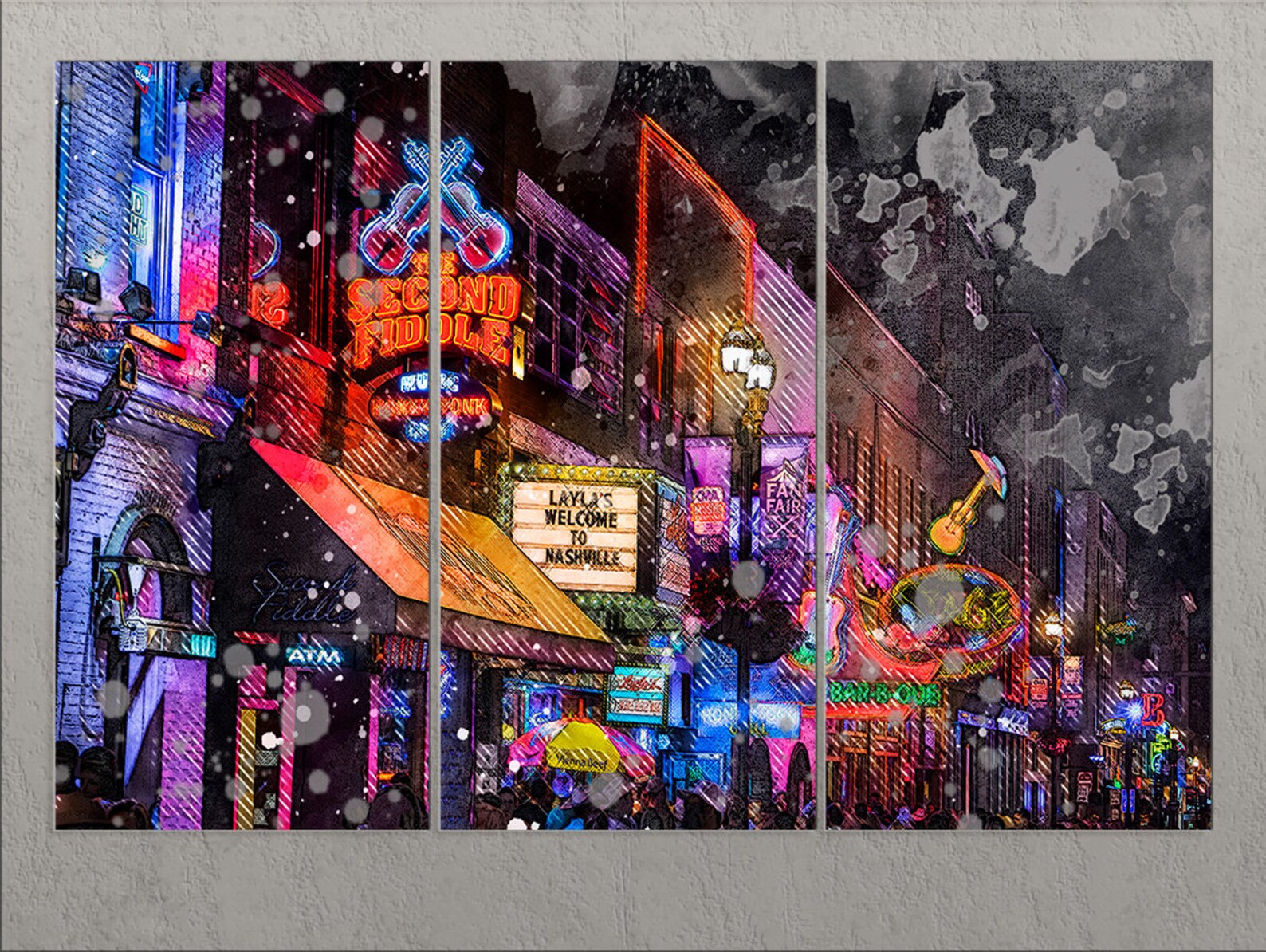 Nashville Canvas Print Nashville Downtown Nashville Wall Art Etsy