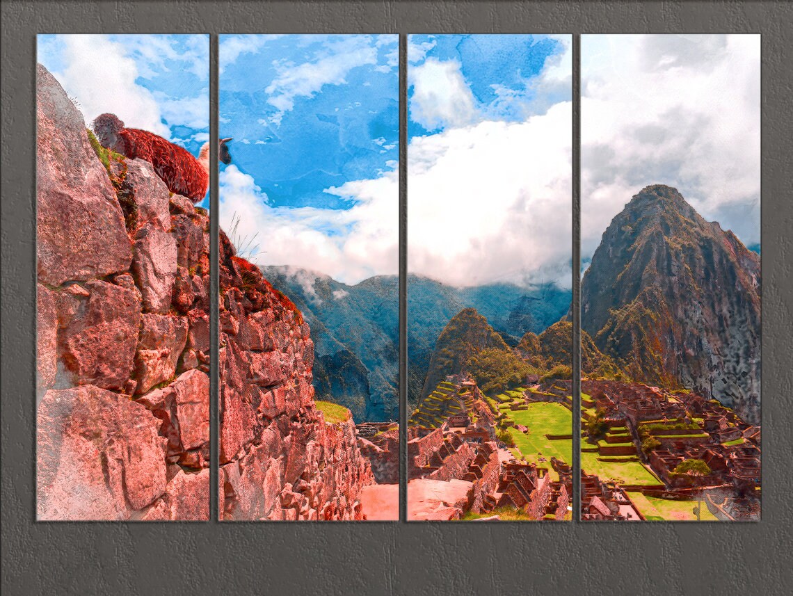 Machu Picchu Canvas Print Peru Wall Art Peru Painting Andes Etsy