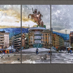 Skopje Canvas Print, Skopje Downtown, Skopje Wall Art, North Macedonia