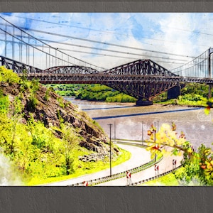 Impression sur toile de la ville de Québec, pont Pierre-Laporte, art mural de la ville de Québec, Québec, Canada