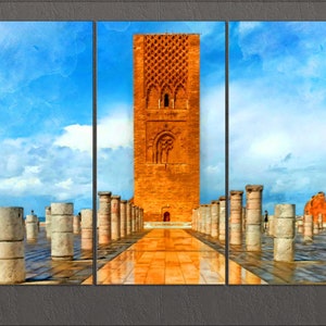 Rabat Canvas Print, Hassan Tower, Morocco Wall Art, Rabat Painting, Rabat Wall Art, Morocco