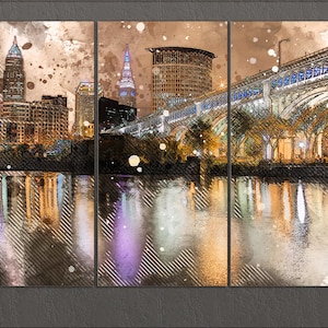 Canvasafdruk Cleveland, skyline Cleveland, muurkunst Cleveland