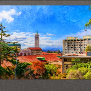 Canvasafdruk Berkeley, skyline van Berkeley, schilderij Berkeley, kunst aan de muur Berkeley, Californië
