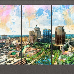 Greensboro Canvas Print, Greensboro Skyline, Greensboro Wall Art