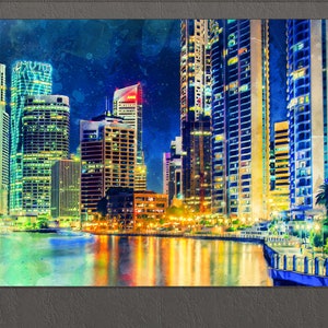 Brisbane Canvas Print, Brisbane Painting, Brisbane Skyline, Brisbane Wall Art, Queensland, Australia