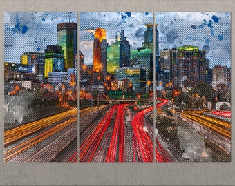 Minneapolis Canvas Print, Minneapolis Skyline, Minneapolis Wall Art