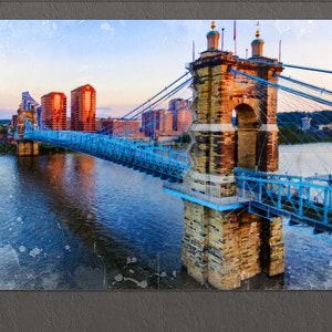 Cincinnati Canvas Print, Cincinnati  Painting, Ohio, Cincinnati Skyline, Cincinnati Wall Art