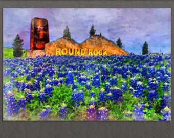 Canvasafdruk ronde rots, schilderij ronde rots, muurkunst ronde rots, Texas