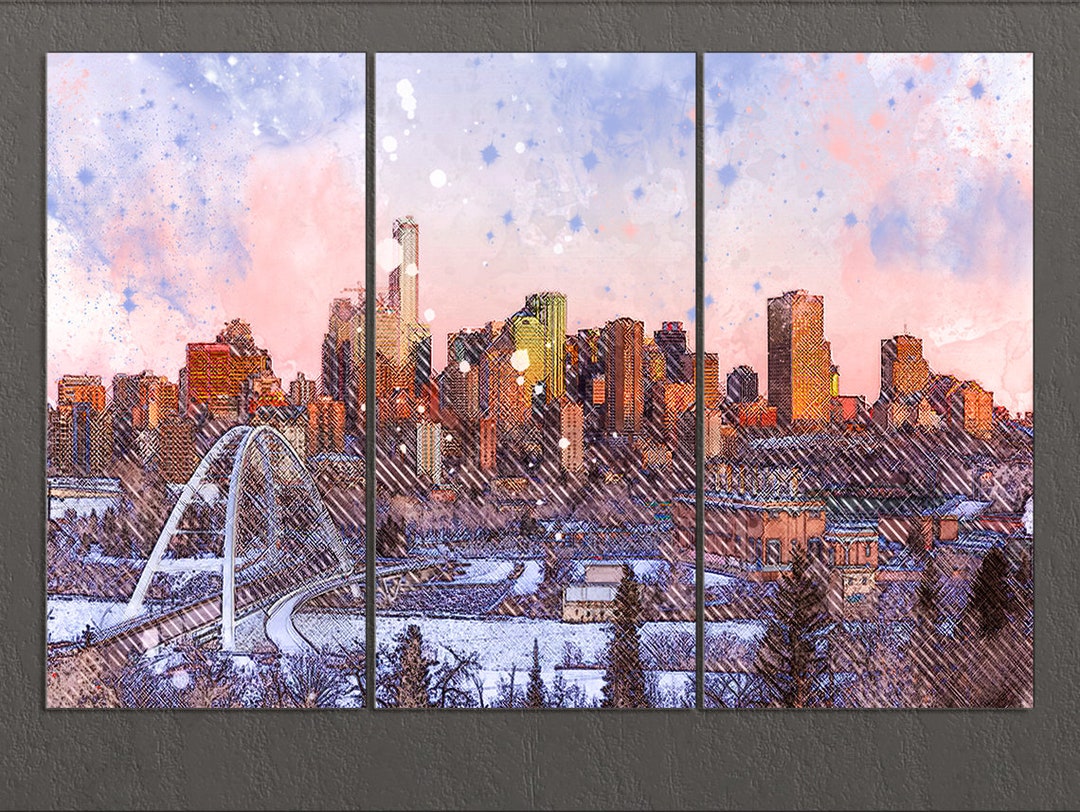 Edmonton Canvas Print, Edmonton Skyline, Edmonton Wall Art, Canada Etsy