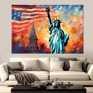 New York Canvas Print, New York Skyline, Statue of Liberty, New York Wall Art